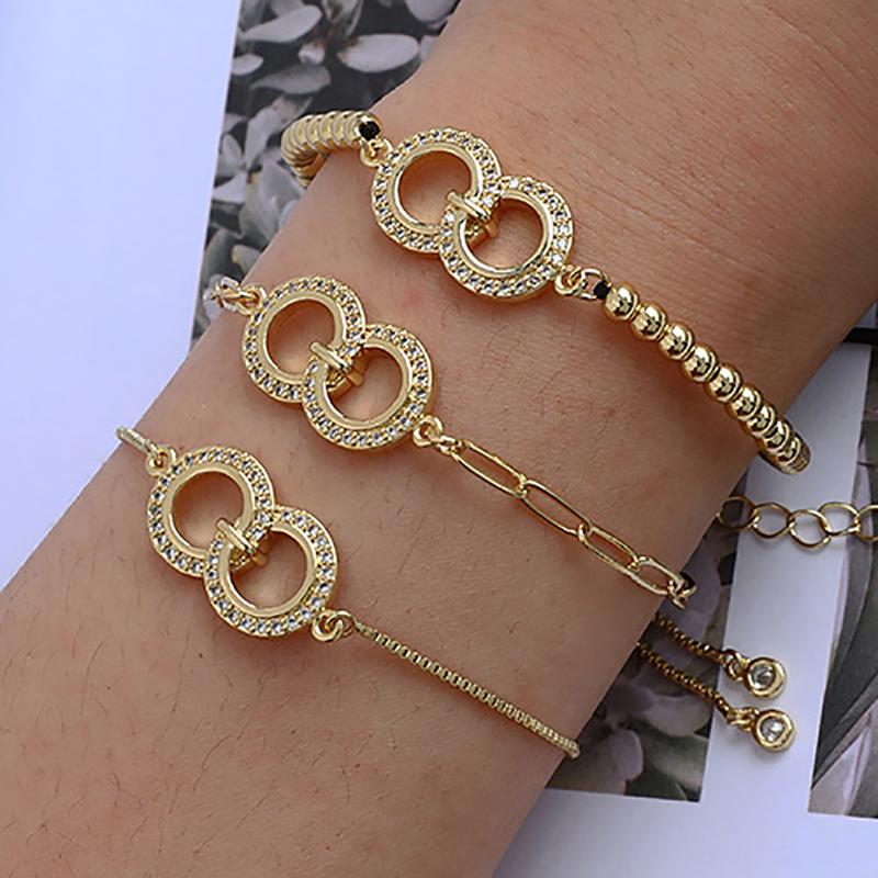 

Charm Bracelets Korean Fashion Gold Color Bangle Bacelets For Women Simple Luxury Charming Zircon Crystal Pendant Statement Bracelet