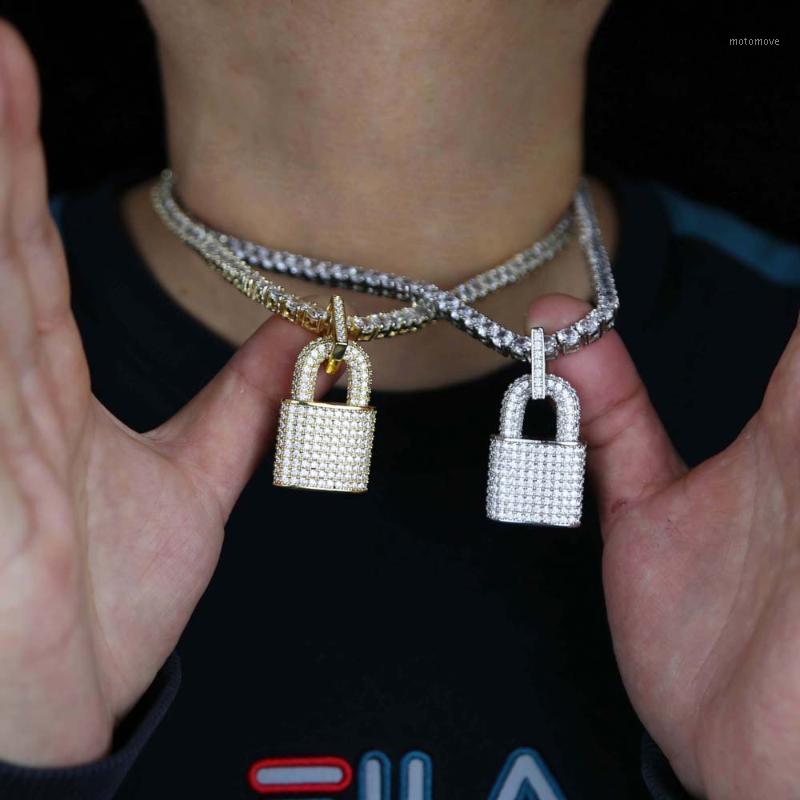 

Rope Tennis Chain Micro Pave CZ Iced Out Bling Men Boy Hip Hop Lock Pendant Necklace Top Quality Rock Punk Men Jewelry1