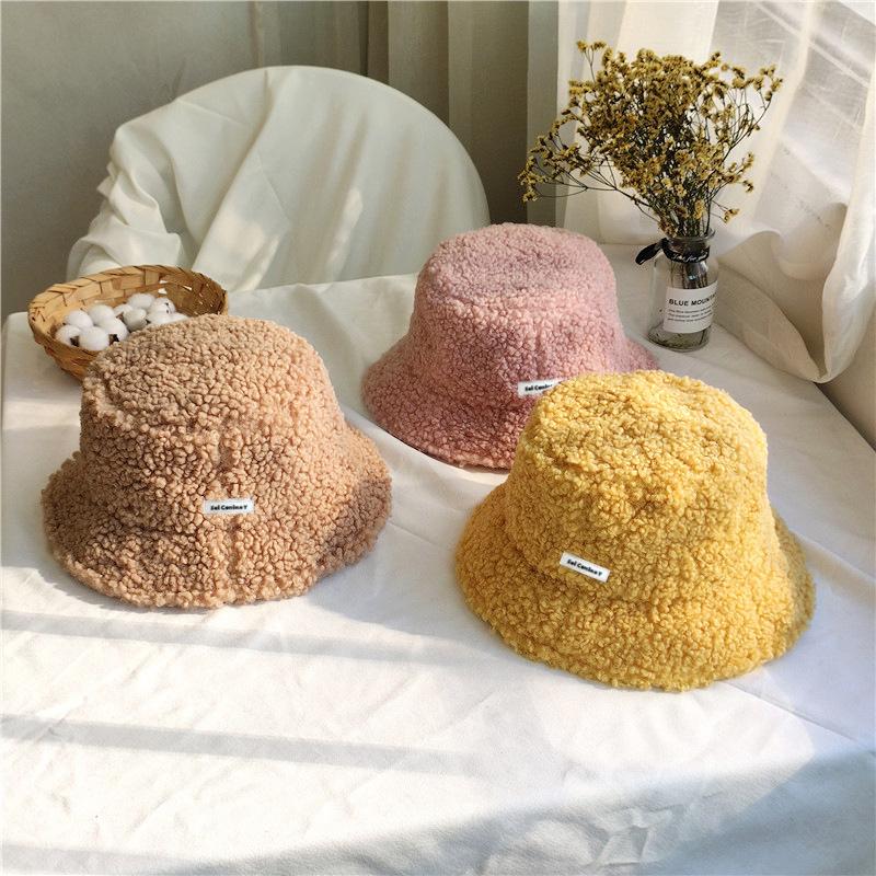 

Bucket Hat Winter Women Teddy Velvet Warm Ear Protector Fisherman Hat Accessories Vintage Lamb Velvet Cap Lovely Plush Hats, Kaqi