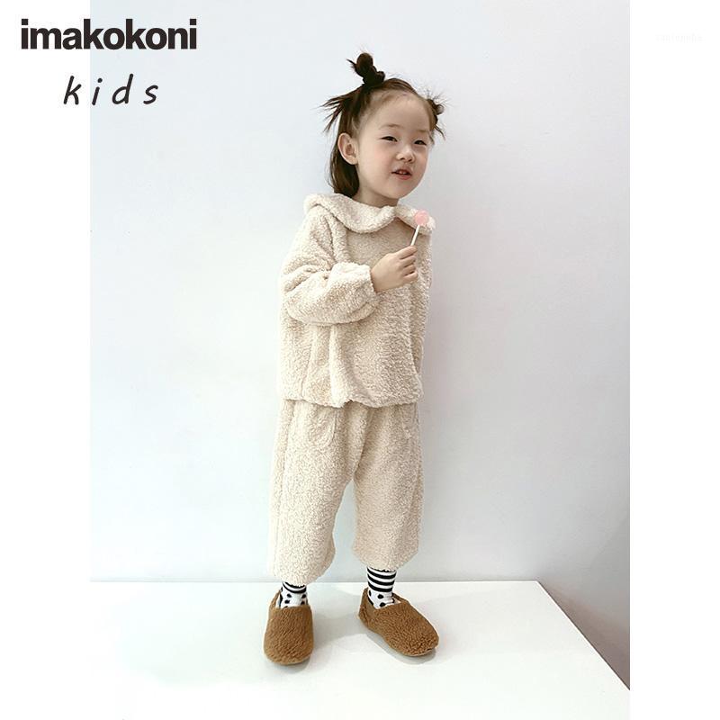 

imakokoni original children's clothing apricot lamb wool suit warm cute doll collar girls winter 204451, Apricot(bottoms)