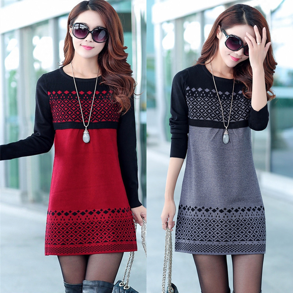 

2021 Women Mini Vintage Dress Sleeved Style Dresses Red Color Womens Clothing I20v, Burgundy