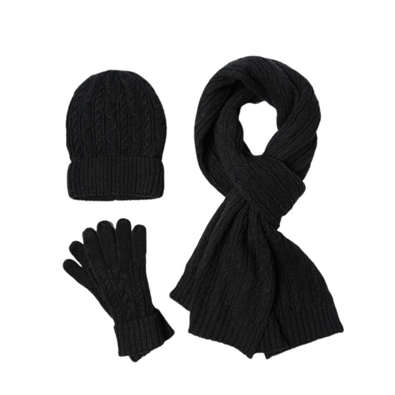 

Women Men Daily Cable Knit Winter Warm Soft Scarf Glove Hat Set Windproof Gift Solid Casual Snowboarding Skiing Outdoor Sports