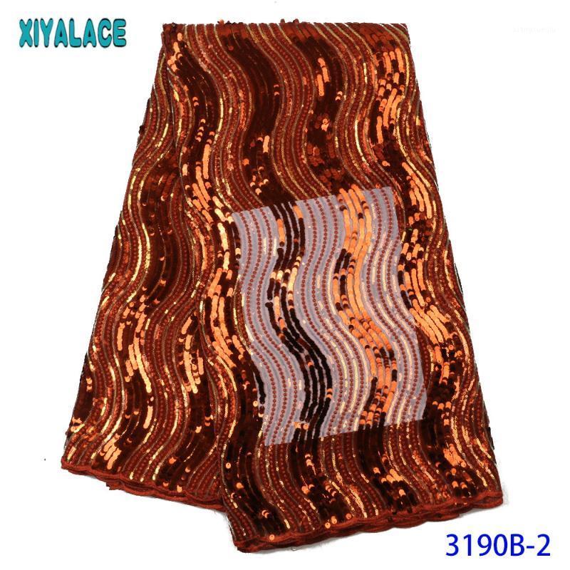 

2020 High Quality African Sequins Lace Fabric Nigerian Embroidery Tulle Lace Fabric High Quality Sequined Net KS3190B1