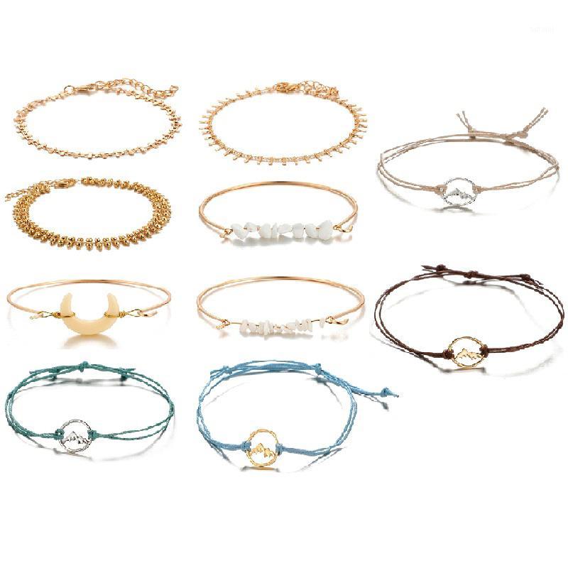 

10Pcs/Set Fashion Jewelry Geometric Braided Rope Bracelet Bohemian Gravel Bracelet Set Best Friends1