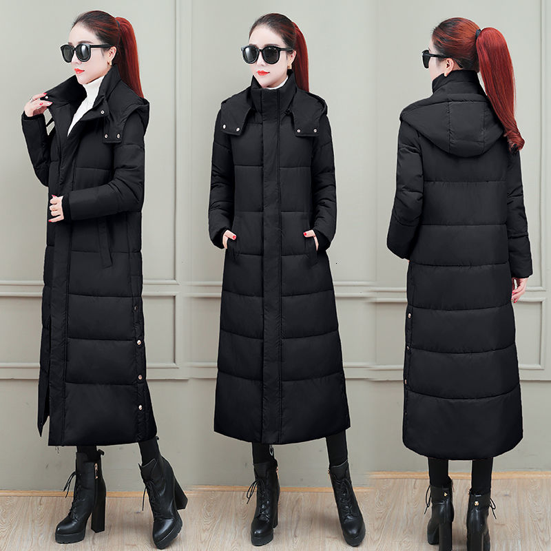 

2021 New Women's Jacket Winter Coats Parka Black Thick Cotton Padded Lining Ladies S-3xxxl Over the Knee Female Parke 558 Ixyb