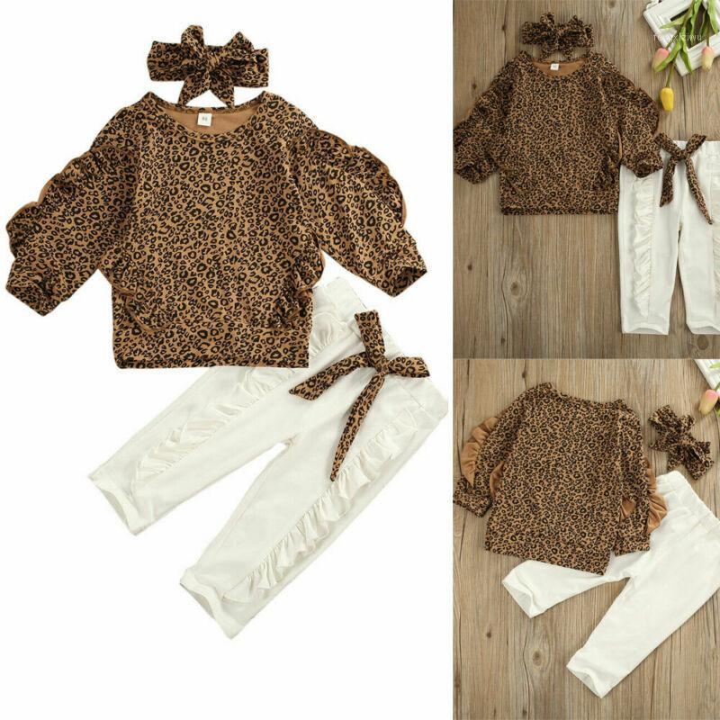

Newborn Baby Girls Cotton Leopard Print Tops Long Pants Headband Outfits Clothes 3Pcs Sets1, As pic
