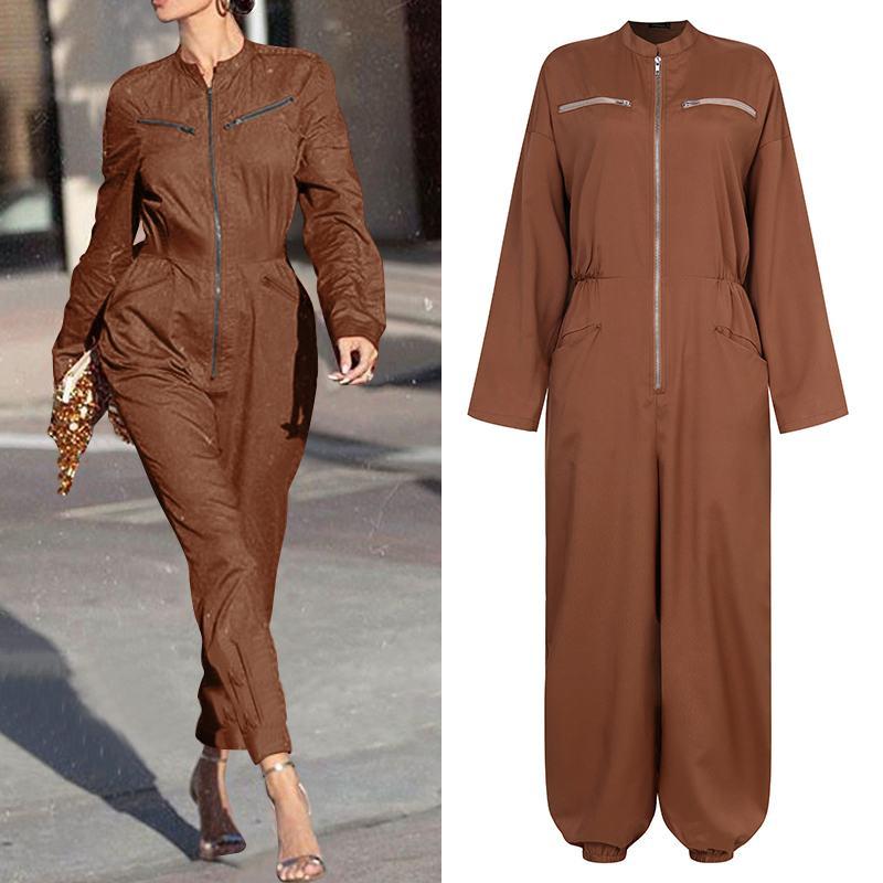 

Elegant Jumpsuits Women' Fashion High Waist Rompers 2020 Celmia Sexy High Waist Casual Loose Solid Zipper Playsuit Streetwear 7, Black