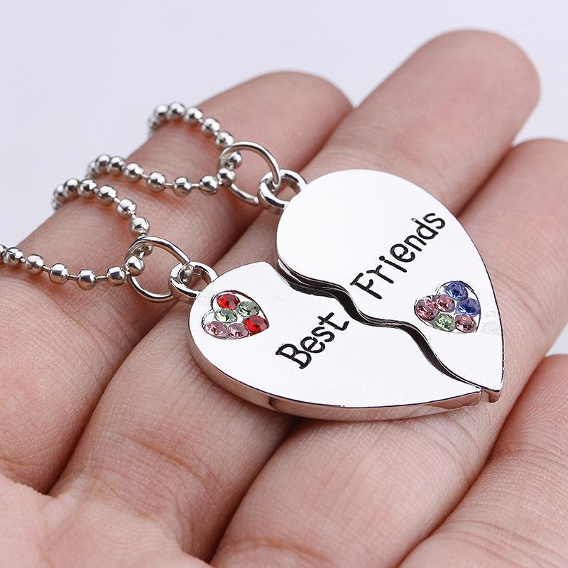 

Best Friends Couple Broken Heart-Shaped Pendant Necklace Chain Rhinestone Friendship Gift Jewelry Wholesale Drop Shipping1