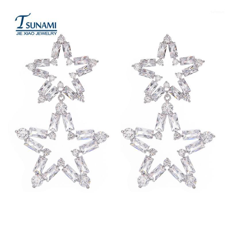 

In 2020 the new pentagram exaggerated zircon bride earrings up and down1