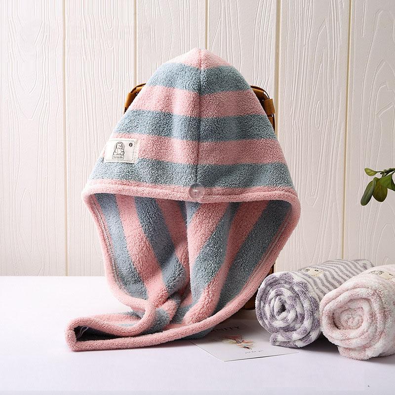 

25*65cm Women Bathroom Hair Towel Super Absorbent Quick-drying Thick Microfiber Bath Towels Shower Dry Hair Hat Turban Cap Towel, Wave blue