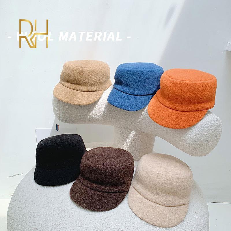 

Women Vintage Felt Hat Autumn Winter Fashion Solid Color Flat Octagonal Hats Ladies Newsboy Caps Visor Cap Black French Hat RH