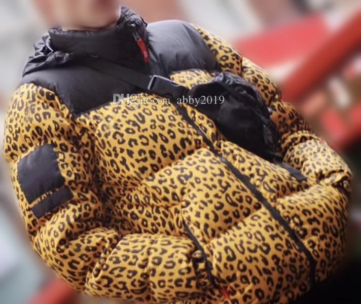 

18FW Leopard Down Jacket Hooded Nuptse Jacket Deciduous leaves Print Nuptse Coats Couple Coat Winter Outerwear Fashion HFTTYRF024, Green