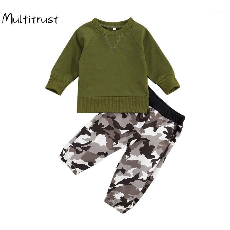 

Toddler Girl Clothes Baby Boy Casual Cotton Suit Solid Color Round Neck Long Sleeve Pullover+ Camouflage Print Loose Trousers1, As pic