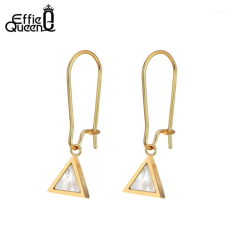 

Effie Queen 316L Stainless Steel Dangle Earrings Geometric Shape Shell Drop Earring for Female Vintage Jewelry Oorbellen IE1321