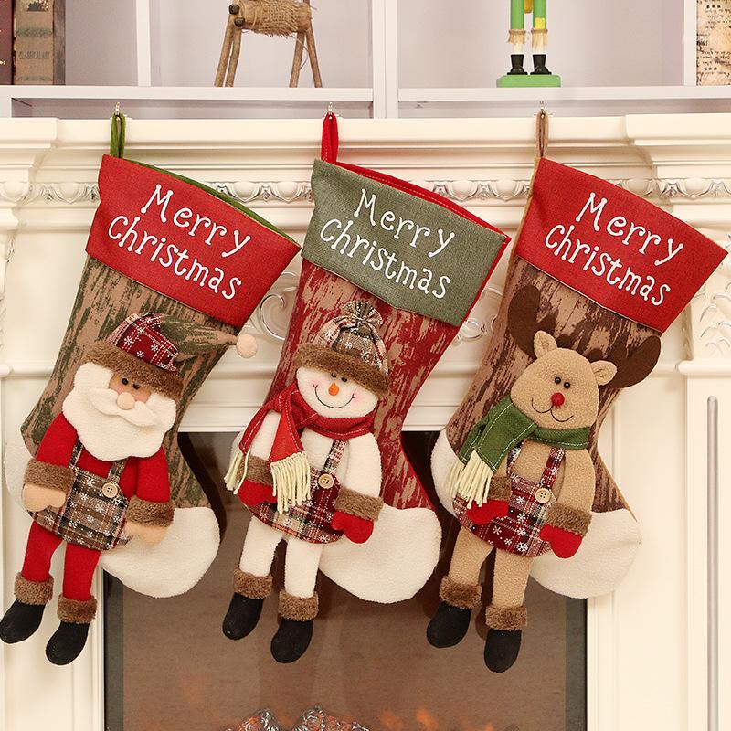 

Large Xams Gift Holders Candy Bags Santa Snowman Little Deer Christmas Socks Ornaments Pendant Christmas Decorations for Tree1