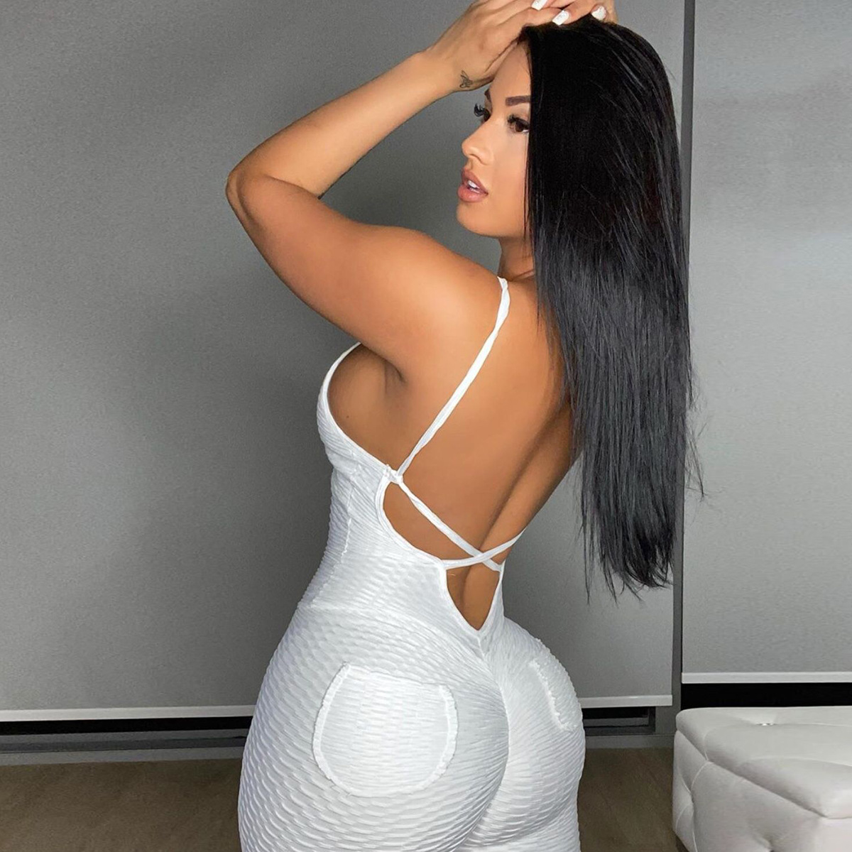 

Women' Sports Set Backless Playsuit Fitness Tights Backless Jumpsuits Costume Yoga Suit Gym Bodysuit Tracksuit Gym Sport Set, Sky blue