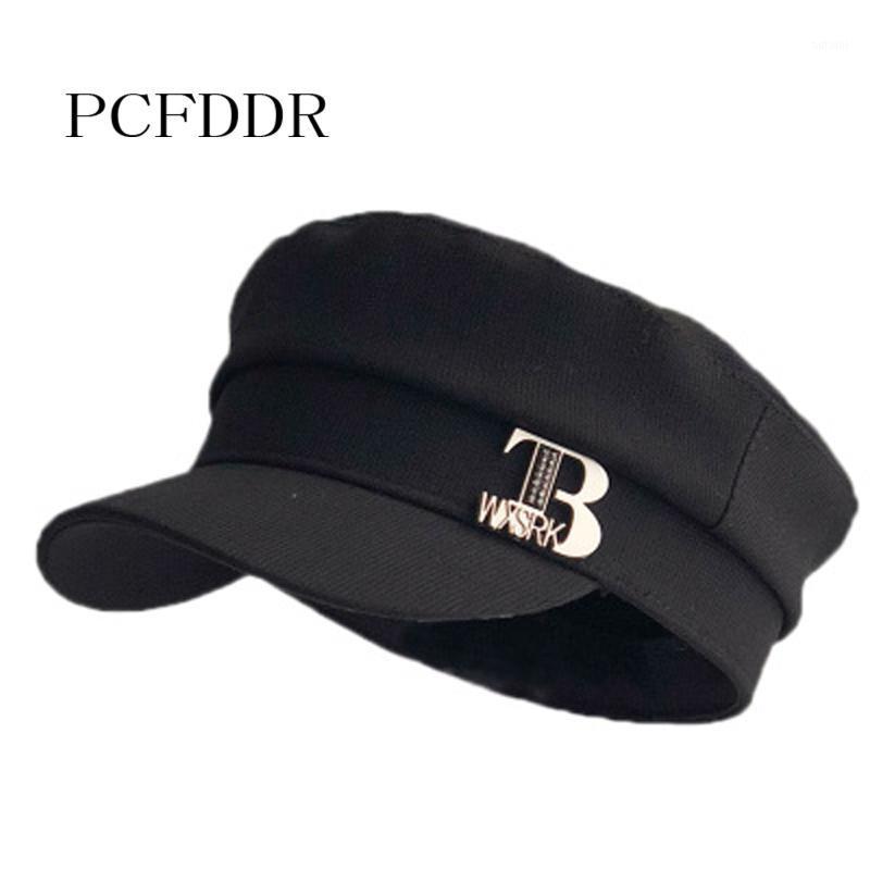 

PCFDDR Beret women's spring and autumn retro NAVY HAT leisure hat.1, Black