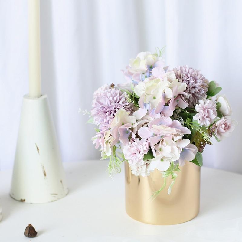 

Purple Hydrangea Rose Pink Silk Peony Artificial Flowers Bouquet Flowers for Home Wedding Holiday Decoration Indoor 5 Colors1