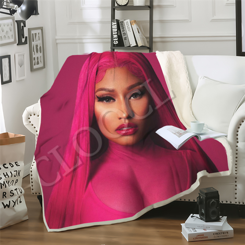 

CLOOCL Hip Hop Rapper Nicki Minaj Warm Plush Blanket 3D Print Fashion Casual Soft Winter Blanket Bed Travel Decorative Sofa Two-layer Quilt