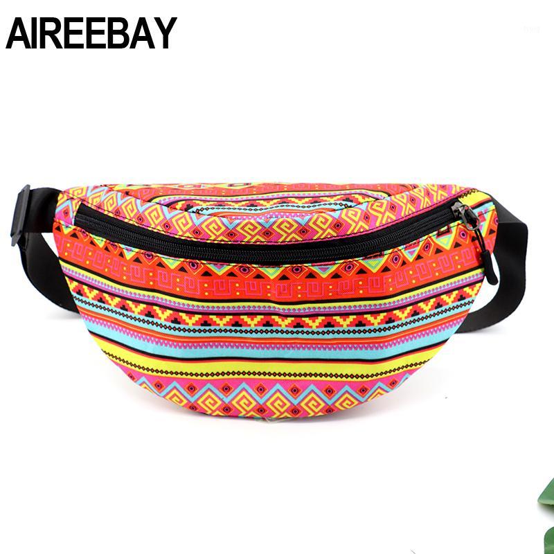 

AIREEBAY African Printing Women Fanny pack 2020 New Hip Chest Bag Large Capacity Waist Belt Bag for Girls Outdoor Travel1, Sky blue