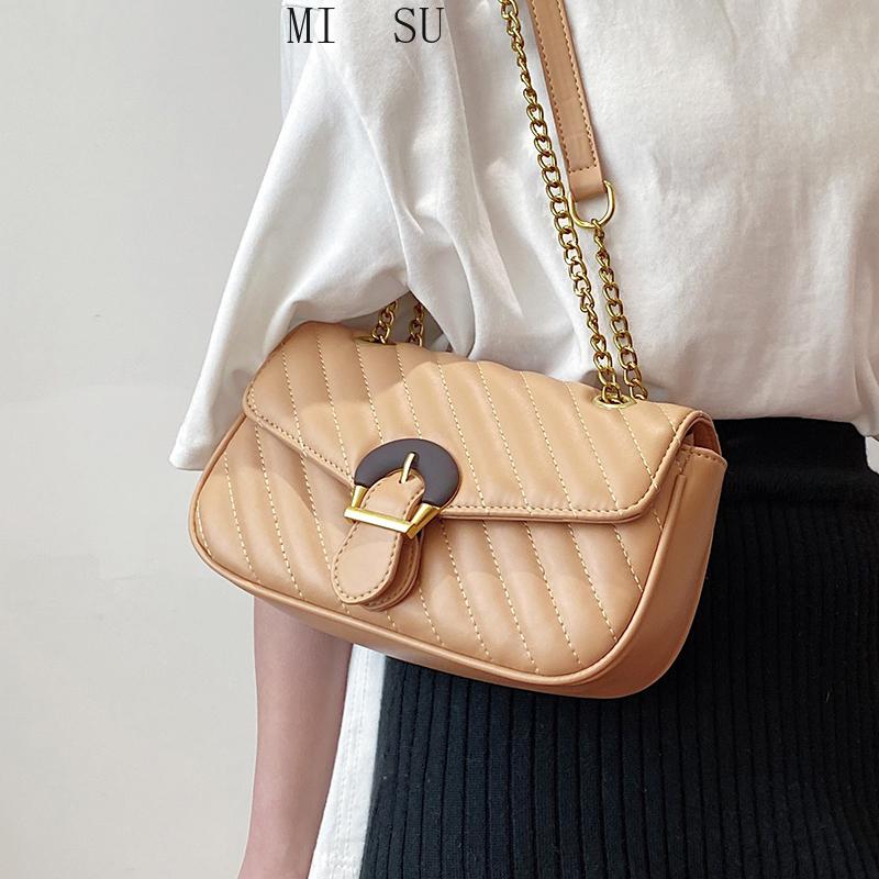 

Embroidered Square Crossbody bag 2021 Fashion New High quality PU Leather Women's Designer Handbag Chain Shoulder Messenger Bag, Black