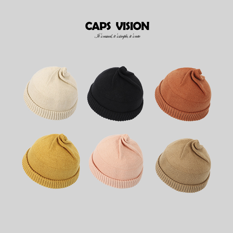 

New Unisex Beanie Hat Ribbed Knitted Cuffed Winter Hat Warm Short Beanie Casual Solid Color Skullcap Baggy For Adult Men