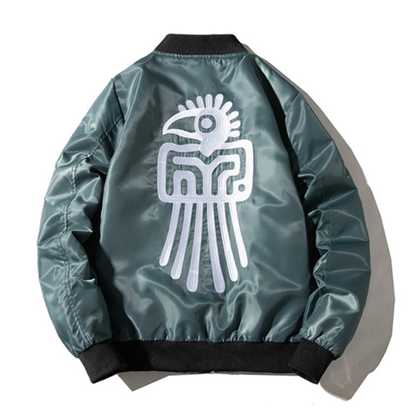 

2021 New Fashioned Baseball Jacket of Male-fashion Bird Calls for PVFW, Green.