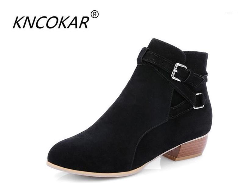 

KNCOKAR The 2021 winter fashion trend is exquisite with buckled boots and ankle boots for women1, Black