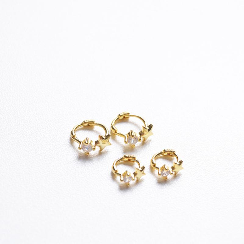 

925 sterling silver earring Simple zircon star ear ring mini ear bone buckle cute trend wild classic girl silver jewelry