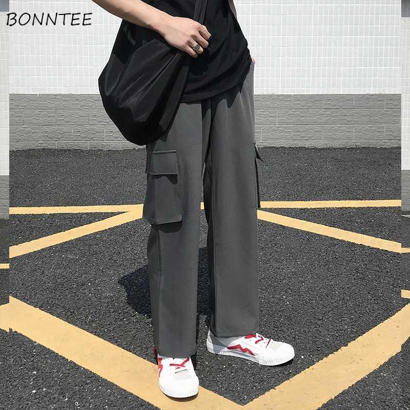 

Casual Pants Men Pockets Plus Size 3XL Wide Leg Elastic Waist Mens Loose Harajuku Ulzzang Korean Style Streetwear Fashion Chic1, Black