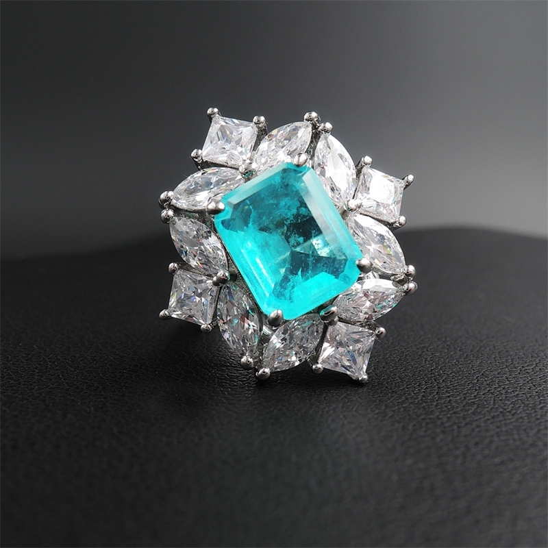 

Wong Rain Vintage 925 Sterling Silver Paraiba Tourmaline Gemstone Wedding Engagement Diamonds Ring Gift Fine Jewelry Wholesale 201113, Slivery;golden