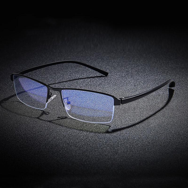 

Retro Metal Half Rim Frame Glasses For Man TR90 Temple Legs Anti-Blue Light Business Style Optical Eyewears