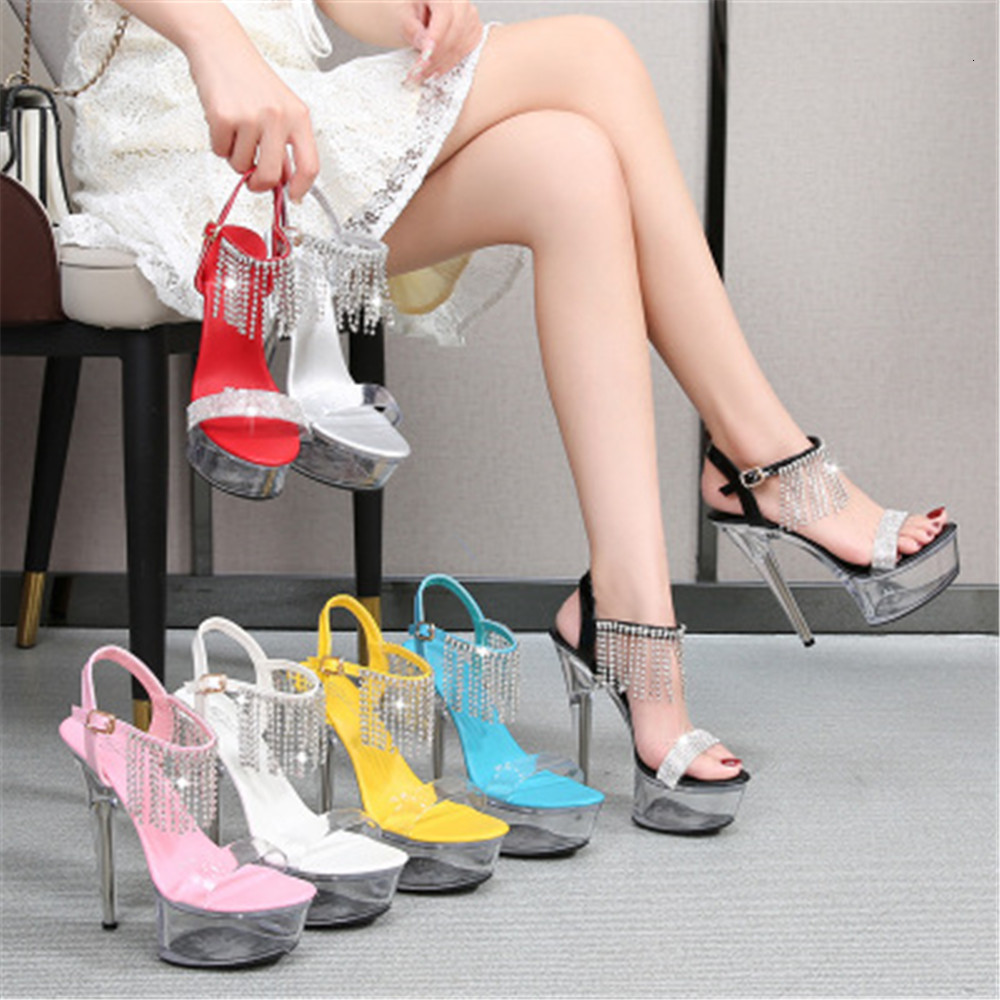 

New Summer 2021 Transparent Female Sandals Elegant High Heels Bling Crystal Shoes Sexy Ladies Party Club Dress Stilettos WVDS, 13cm silver