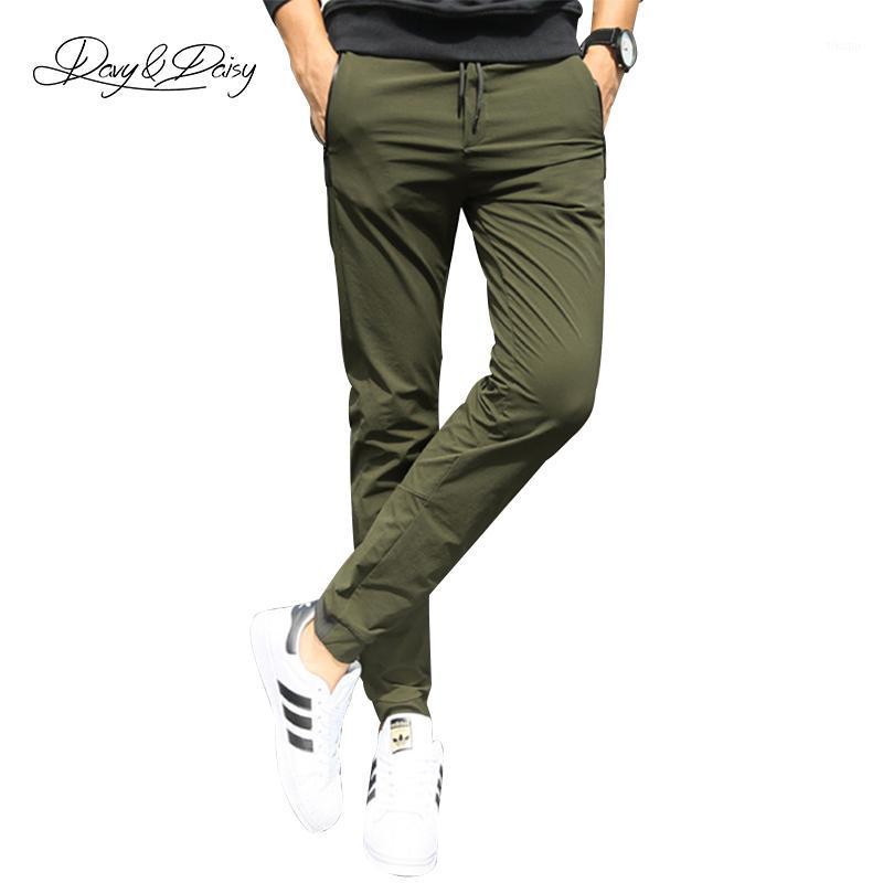 

Wholesale- Men's Casual Pants High Quality Joggers Hip Hop Foot Beam Trousers Male Elastic Army Green Sweatpants Solid Pantalones DT-0761