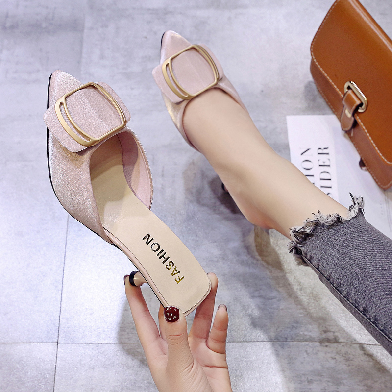 

New Women Shoes Woman Sexy Ladies Pumps Female Thin High Heels Pointed Toe Velvet Metal Buckle Slip on Party Nightclub Pumps, Black