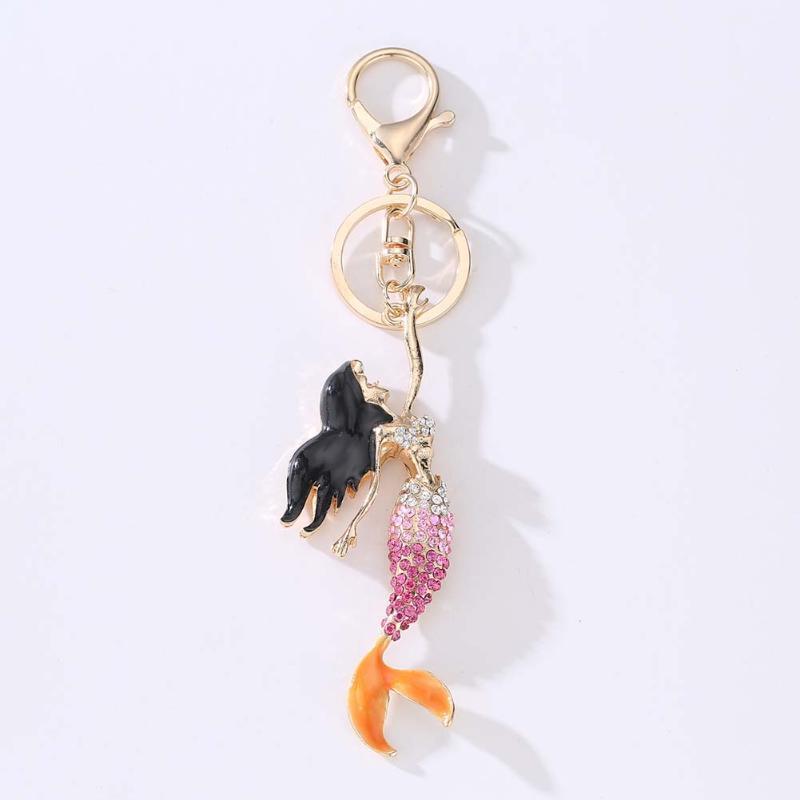 

Exquisite Crystal Mermaid Sea-maid Keychain Car Keys Holder Rhinestone Bag Pendant Keyrings Jewelry Gift IK881