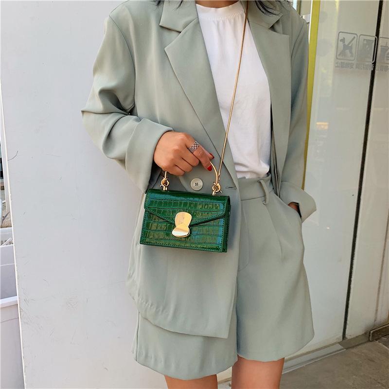 

Small Crocodile Pattern Solid Color PU Leather Crossbody Bags For Women 2021 Summer Lady Shoulder Handbags Female Simple Totes, Green s