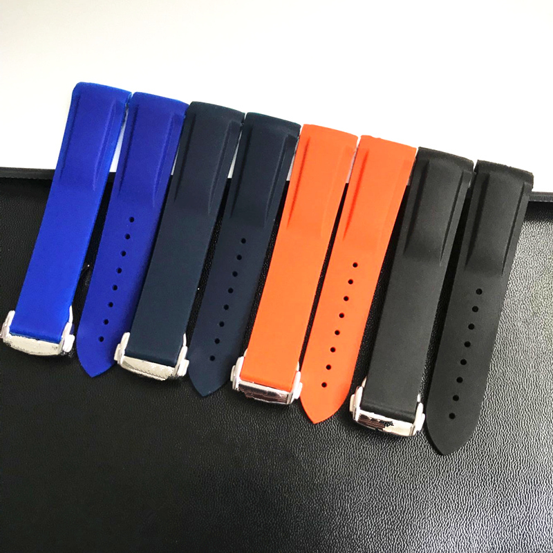 

20mm 22mm Black Blue Orange Soft Rubber Silicone Watch Bands For Ome 300 Ocean Strap Bracelet Wristband, Black;brown