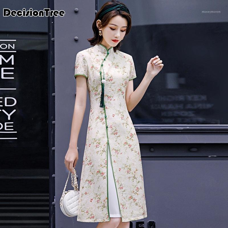 

2020 mandarin collar women chinese dress satin qipao chinese dress traditional vintage cheongsam oriental lace cheongsam1