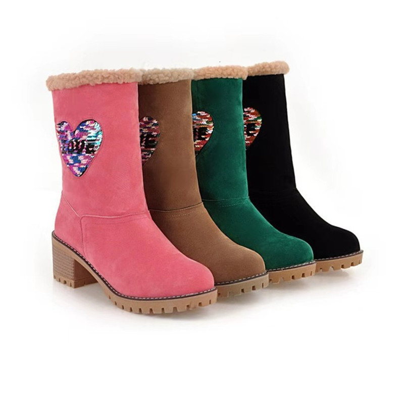 

2021 New Winter Design Mid-calf Hot Skin Snow Fashionable Female Snowboots Comfortable Teddy Cotton Size Shoes -43 GY7F, Black