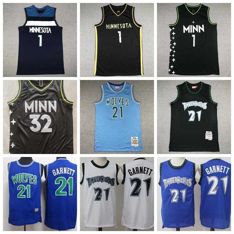 

2021 2022 basketball jersey MinnesotaTimberwolvesKevin Garnett Anthony Edwards Karl Anthony Towns embroider Shirts, Black;red