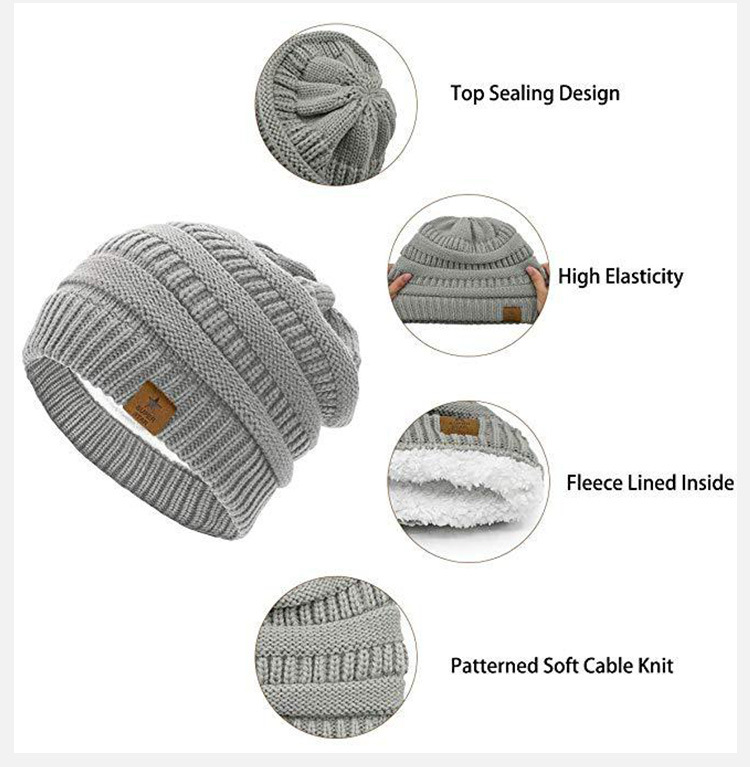 

factory Thick Warm outdoor Winter Hat PomPom Women Soft Stretch Cable Knitted Beanies fur cashmer Fluff Hats Skullies Beanies Girl Ski Caps, White