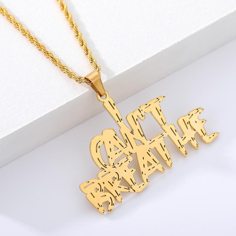 

USA Black Resist Fist I Can't Breathe Pendant Necklace Stainless Steel George Floyd Black Best Wishes Gift1