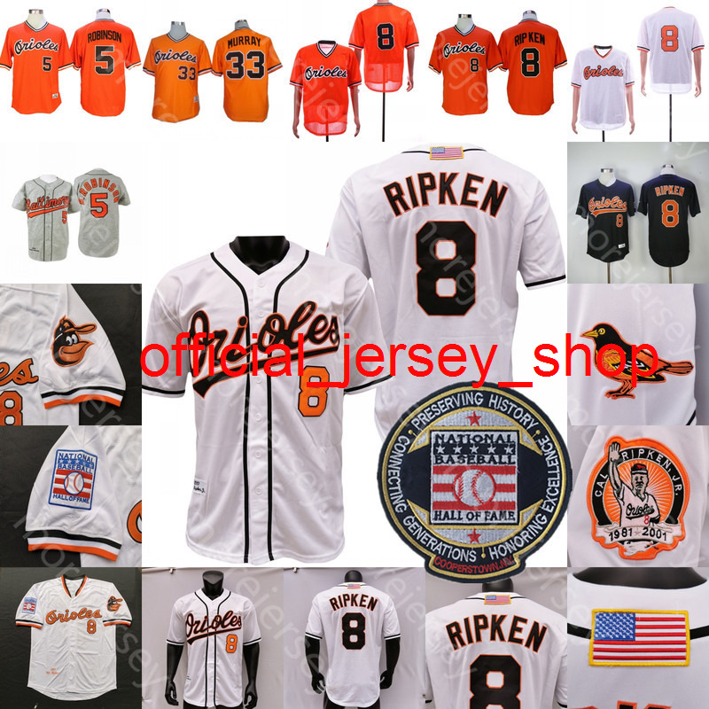 

Cal Ripken Jersey Eddie Murray Brooks Robinson 2001 Baseball Hall Of Fame Patch Orange Black White Pullover Button All Sttiched Size M-3XL, Mesh bp white
