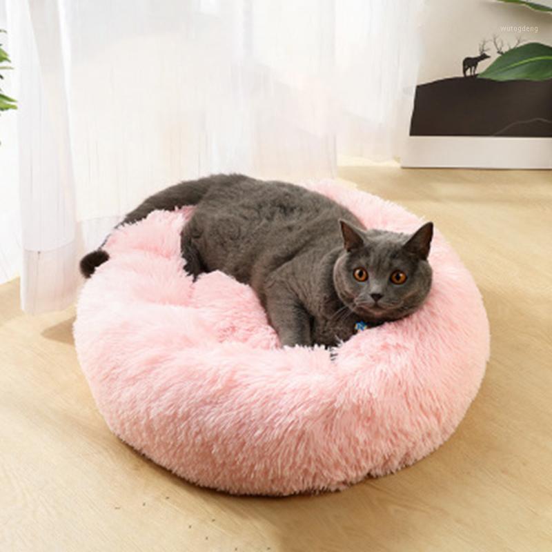 

Dog Bed Long Plush Super Soft Pet Bed Kennel Round Kennel Dog House Cat Winter Warm Sleeping Bag Puppy Cushion Mat Supplies1, White