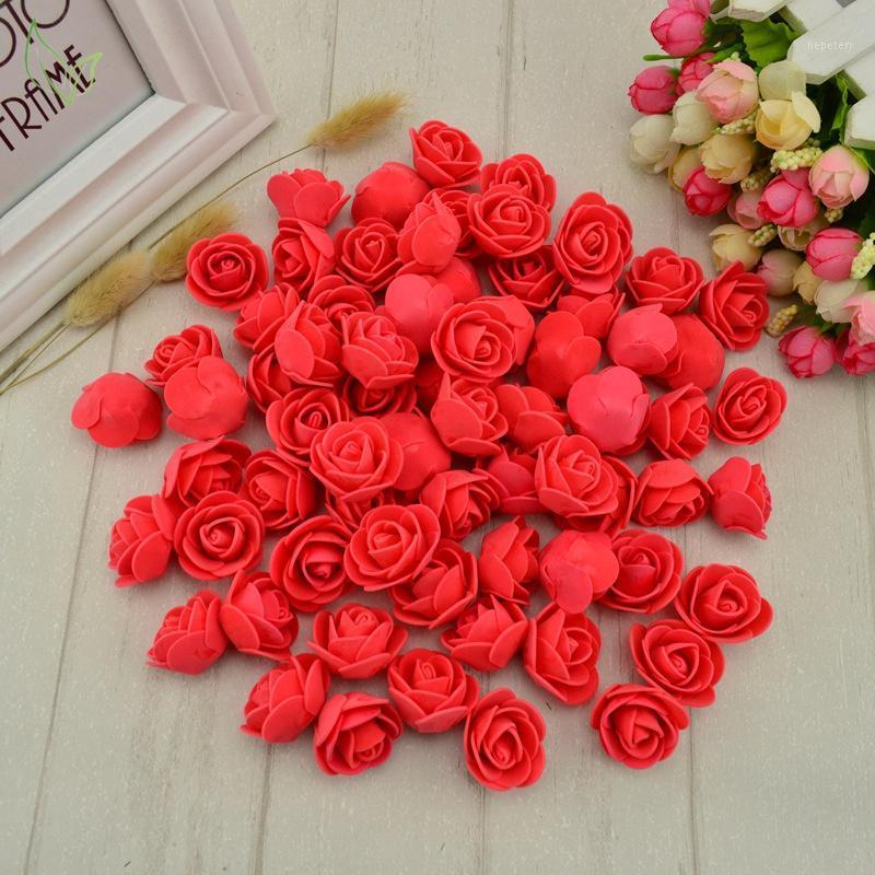 

50 Pcs PE Foam Fake Flower Roses Head Artificial Flowers Cheap Wedding Decoration For Scrapbooking Gift Box Diy Wreath Multi-use1, Pink