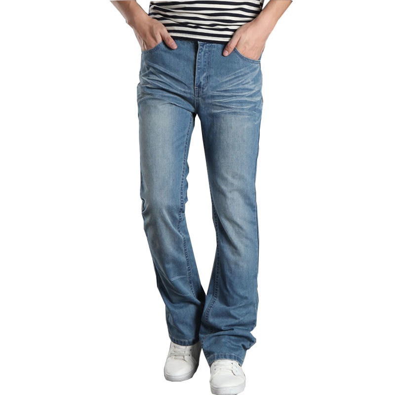 

Microhorn Men's Brem Blue Version of the Lean Small Trumpet Pants Biker Jeans Jals, Light blue