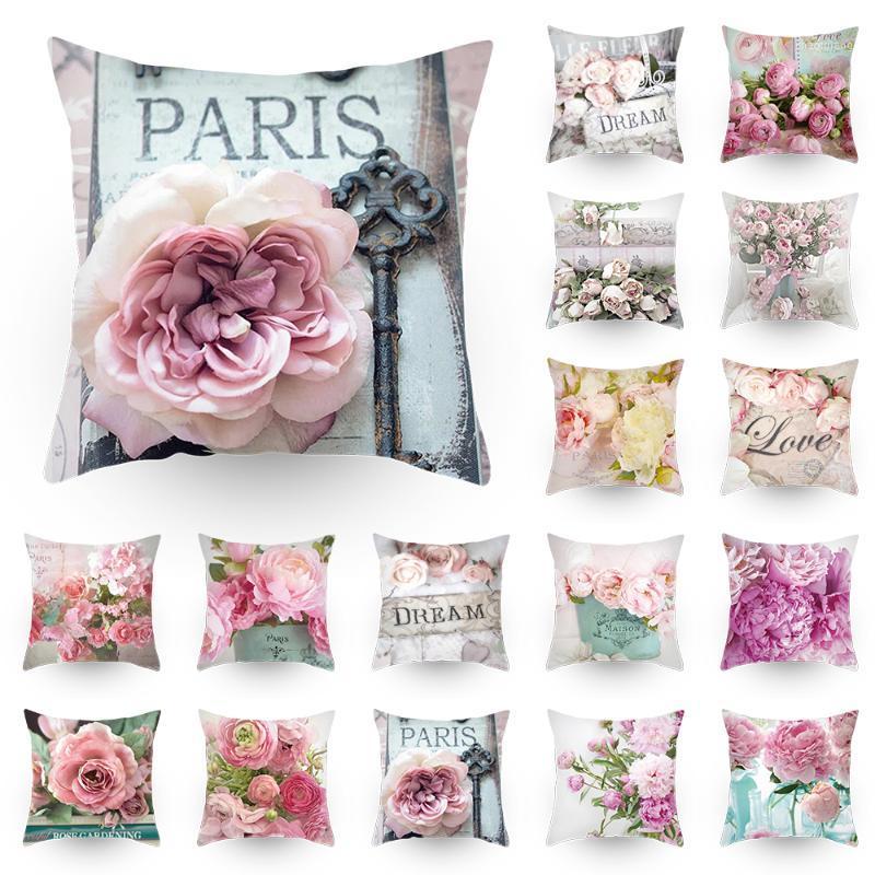 

45x45cm 1 Flower Colorful Sofa Pillowcase Pink Cushion Cover Throw Pillow Case Home Sofa Bed Chair Decoration 17.72x 17.72inch#1