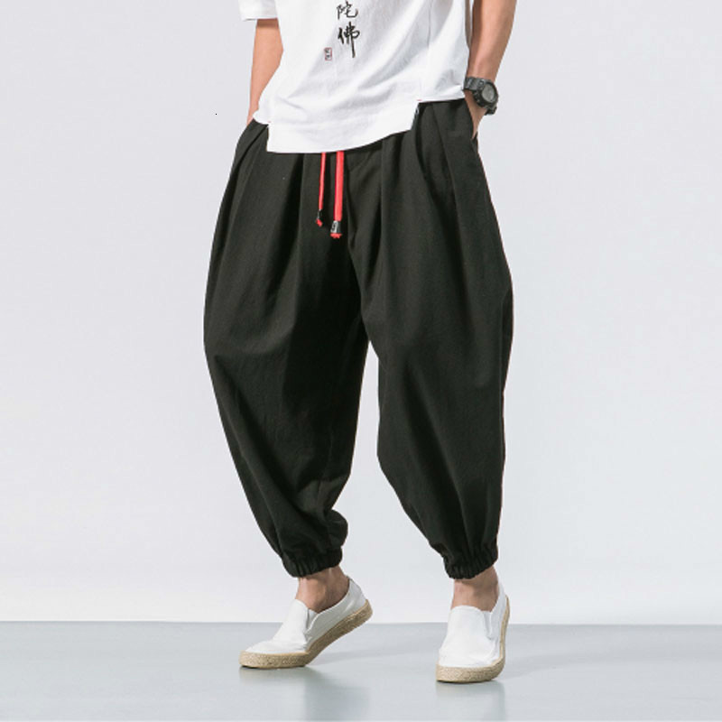 

2021 New Men Fashion Loose Casual Pant Male Cotton Linen Harem Trousers Jogger Sweatpants D5vn, Army green