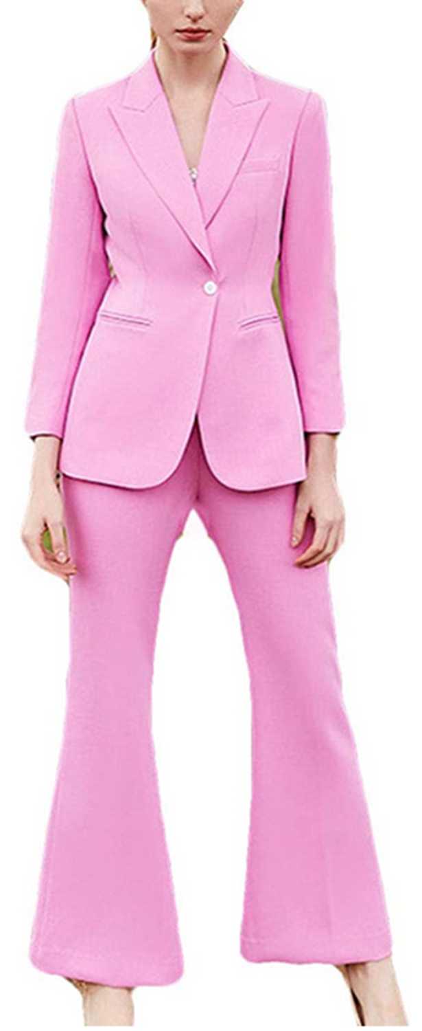 

Women suits Formal Business Pink Single Breasted Lady Women' Suit Set Slim Fit Casual 2 Pieces Set Suit Women' Pantsuit, 001